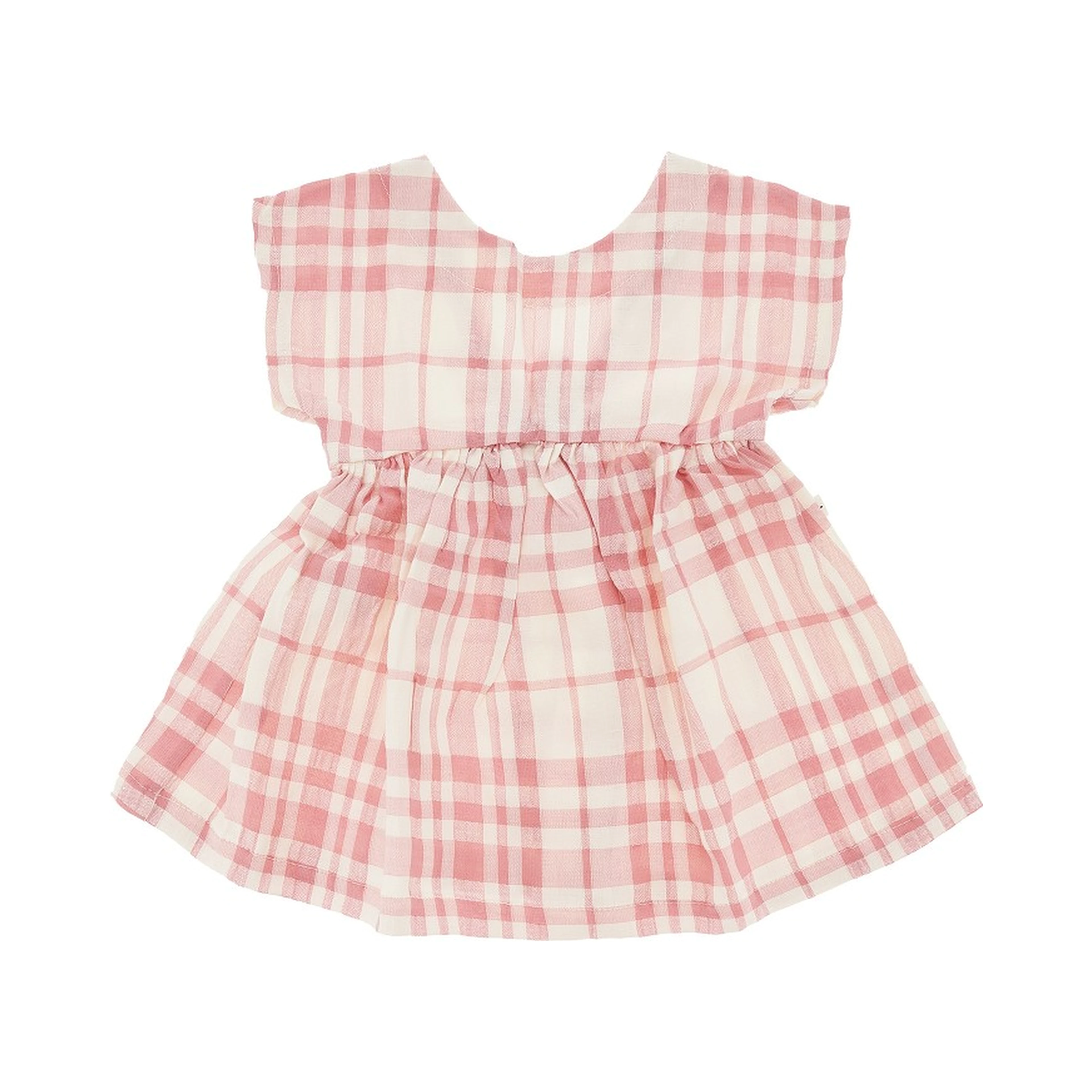 Check cotton and linen baby dress