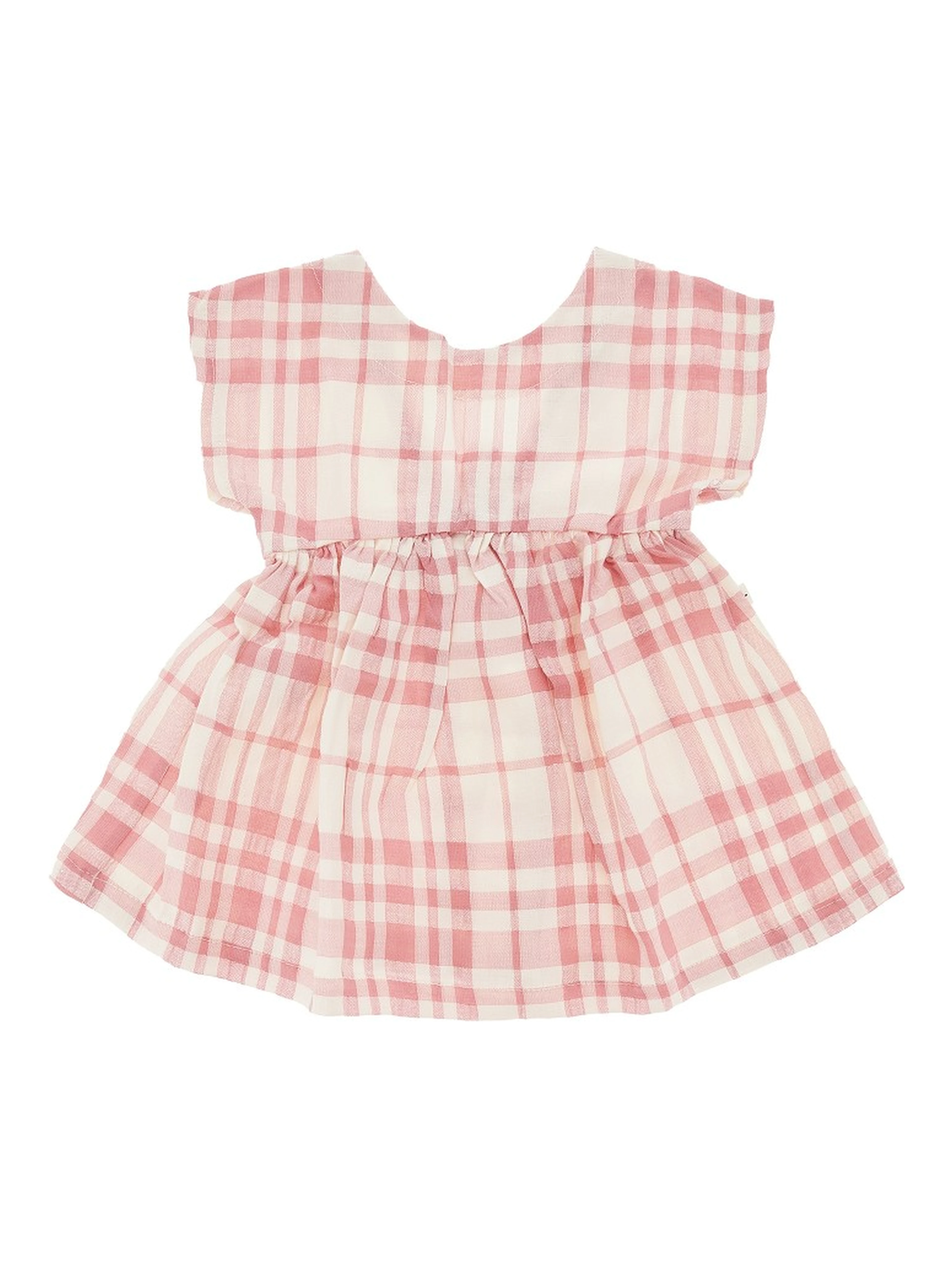 Check cotton and linen baby dress