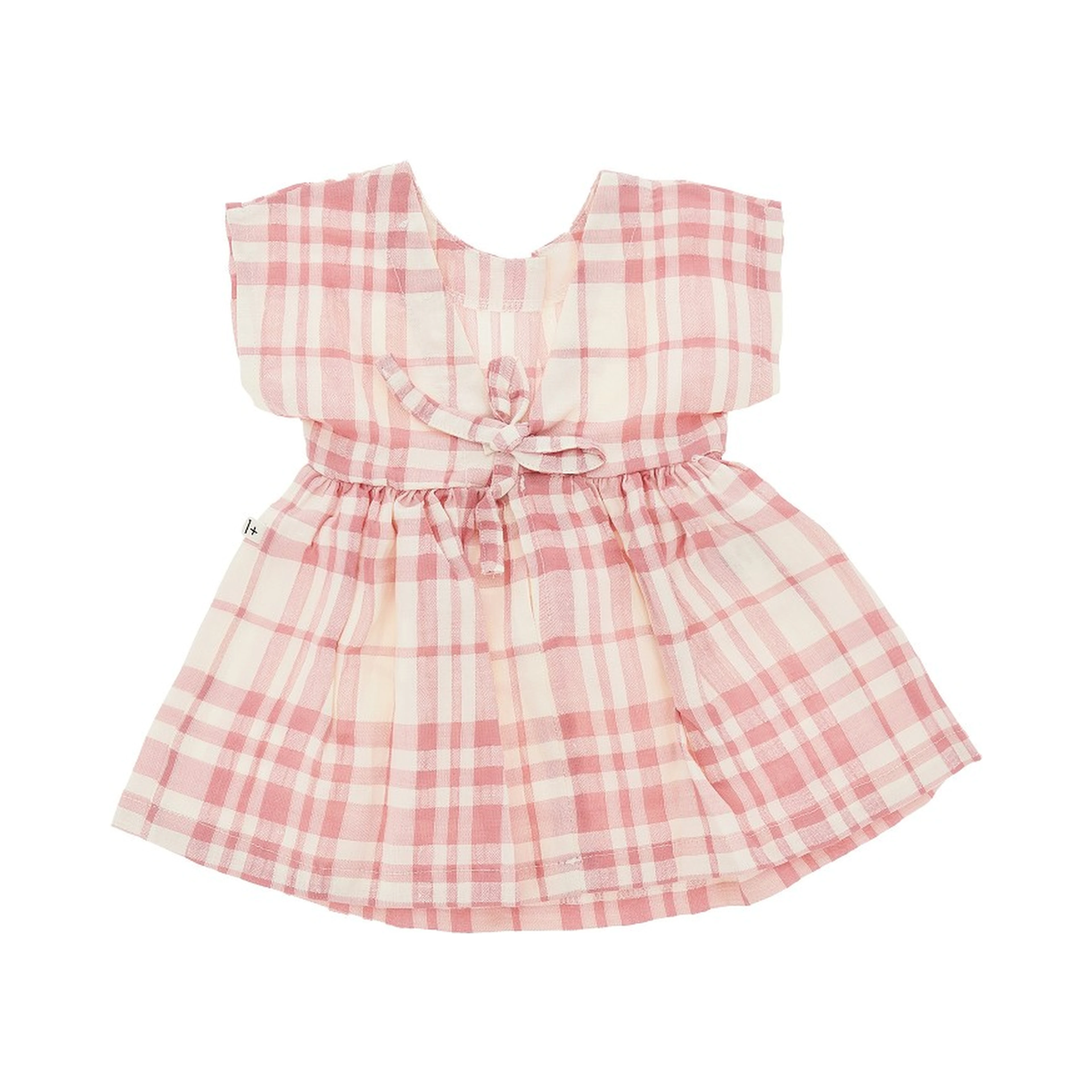 Check cotton and linen baby dress