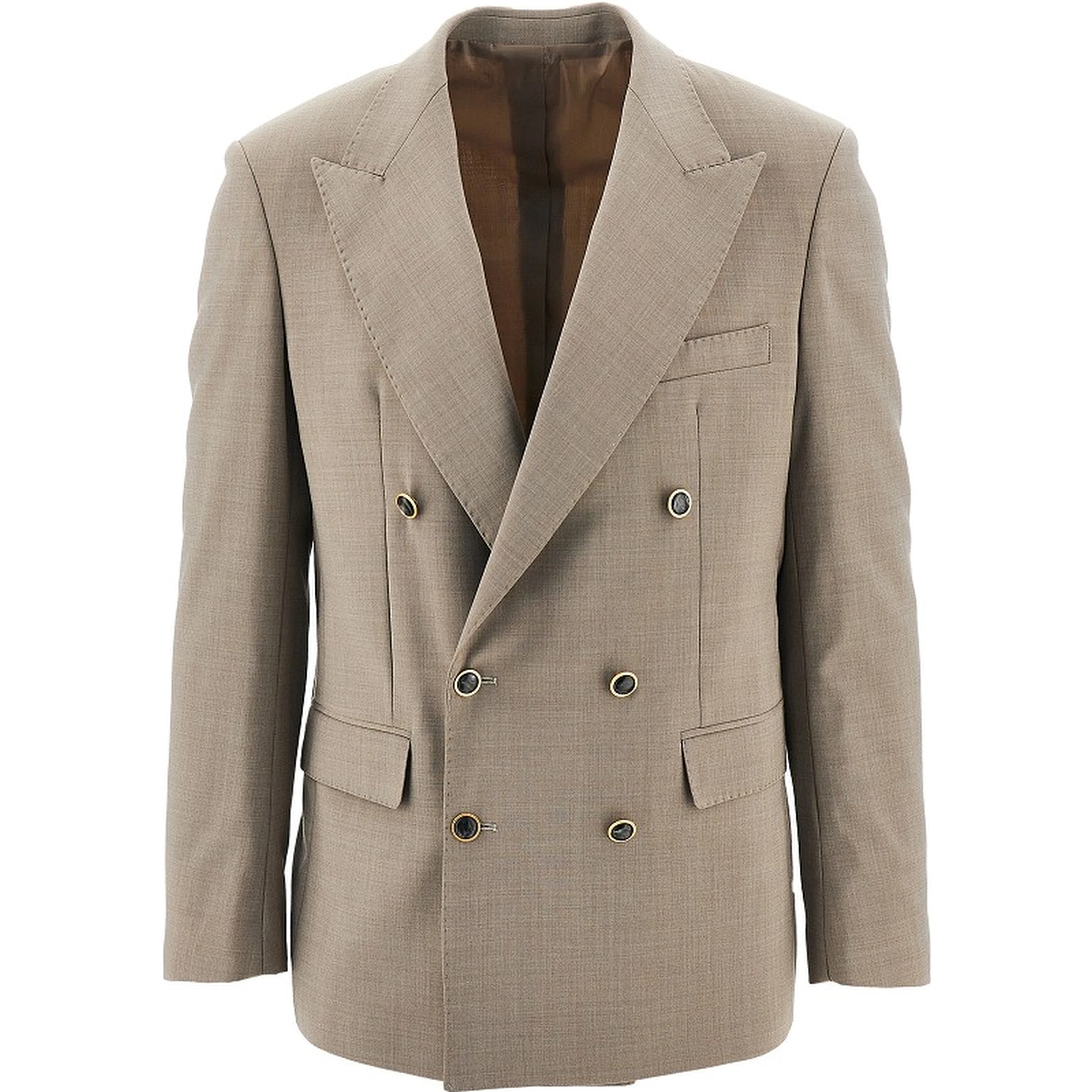 Stretch wool-blend double-breasted jacket
