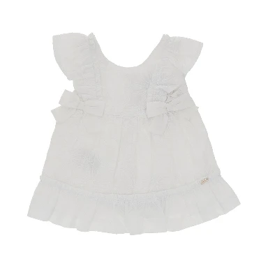 Floral embroidery cotton mini dress