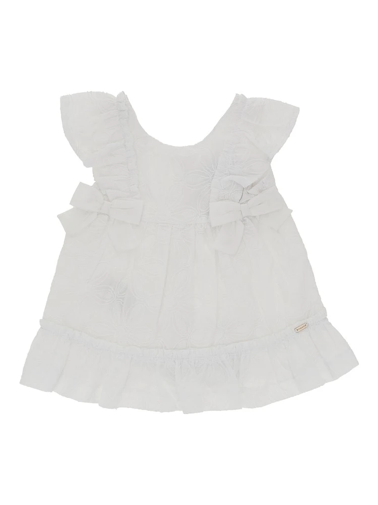 Floral embroidery cotton mini dress