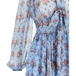 Bunch of flowers print chiffon midi dress