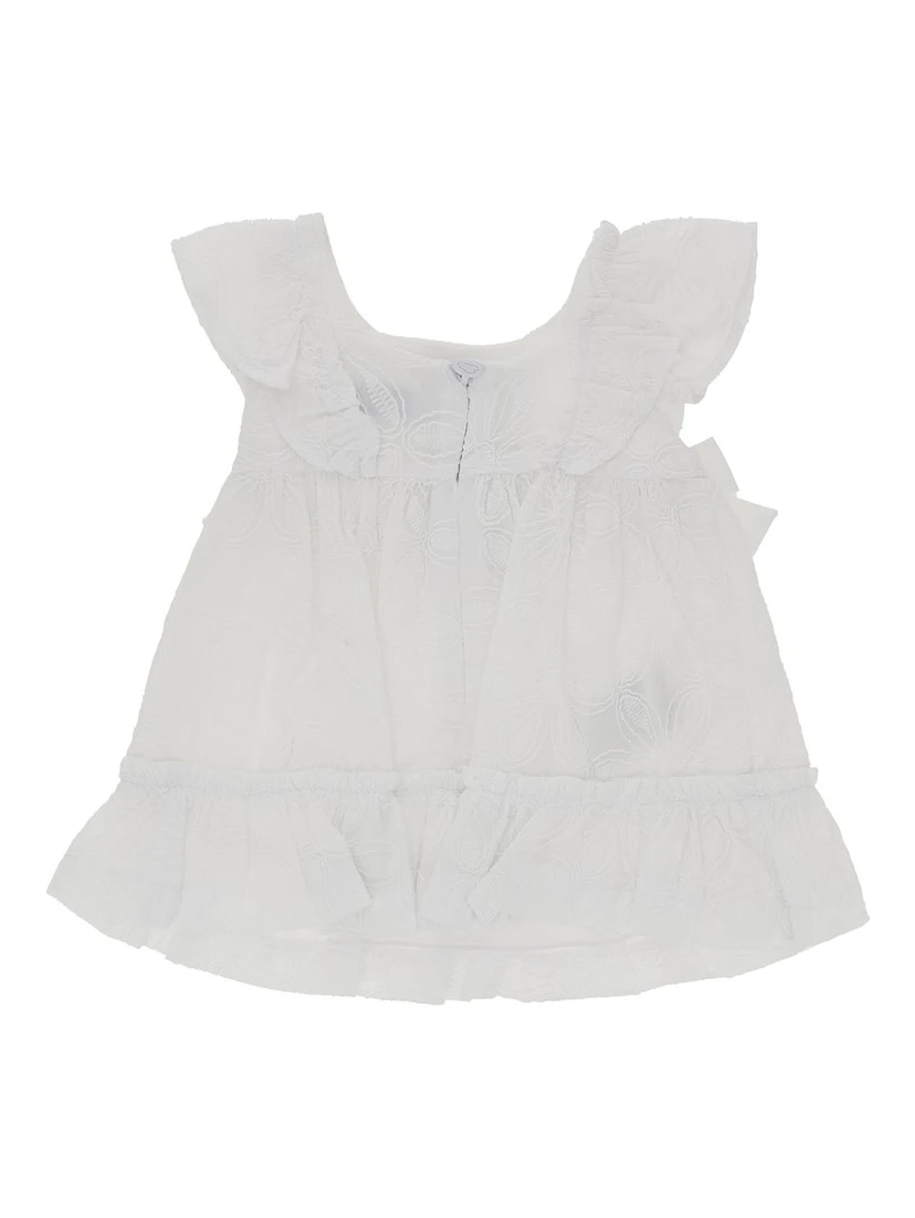 Floral embroidery cotton mini dress