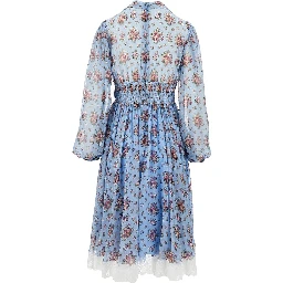 Bunch of flowers print chiffon midi dress