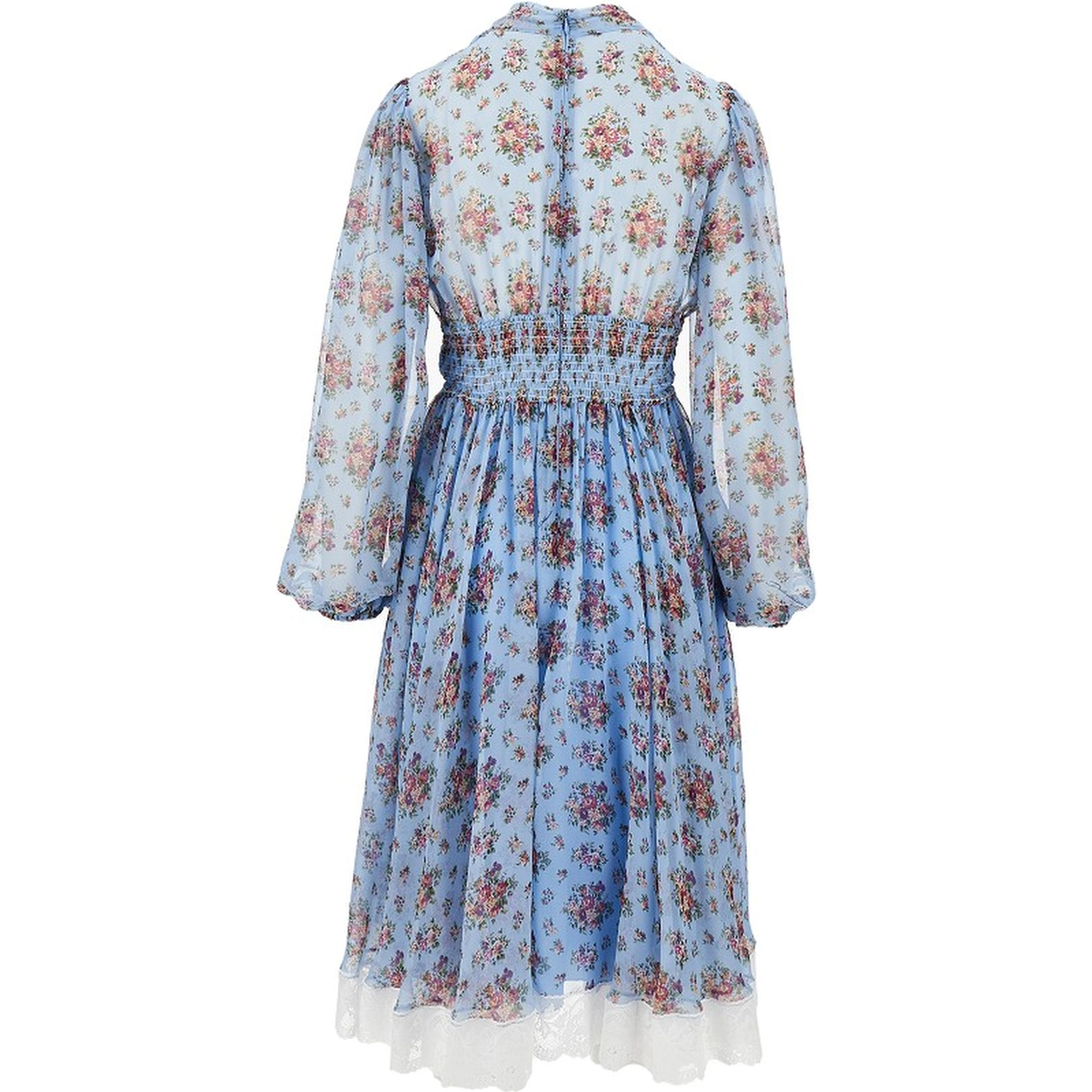 Bunch of flowers print chiffon midi dress