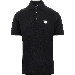 Piquet polo shirt with logo plate