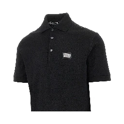Piquet polo shirt with logo plate