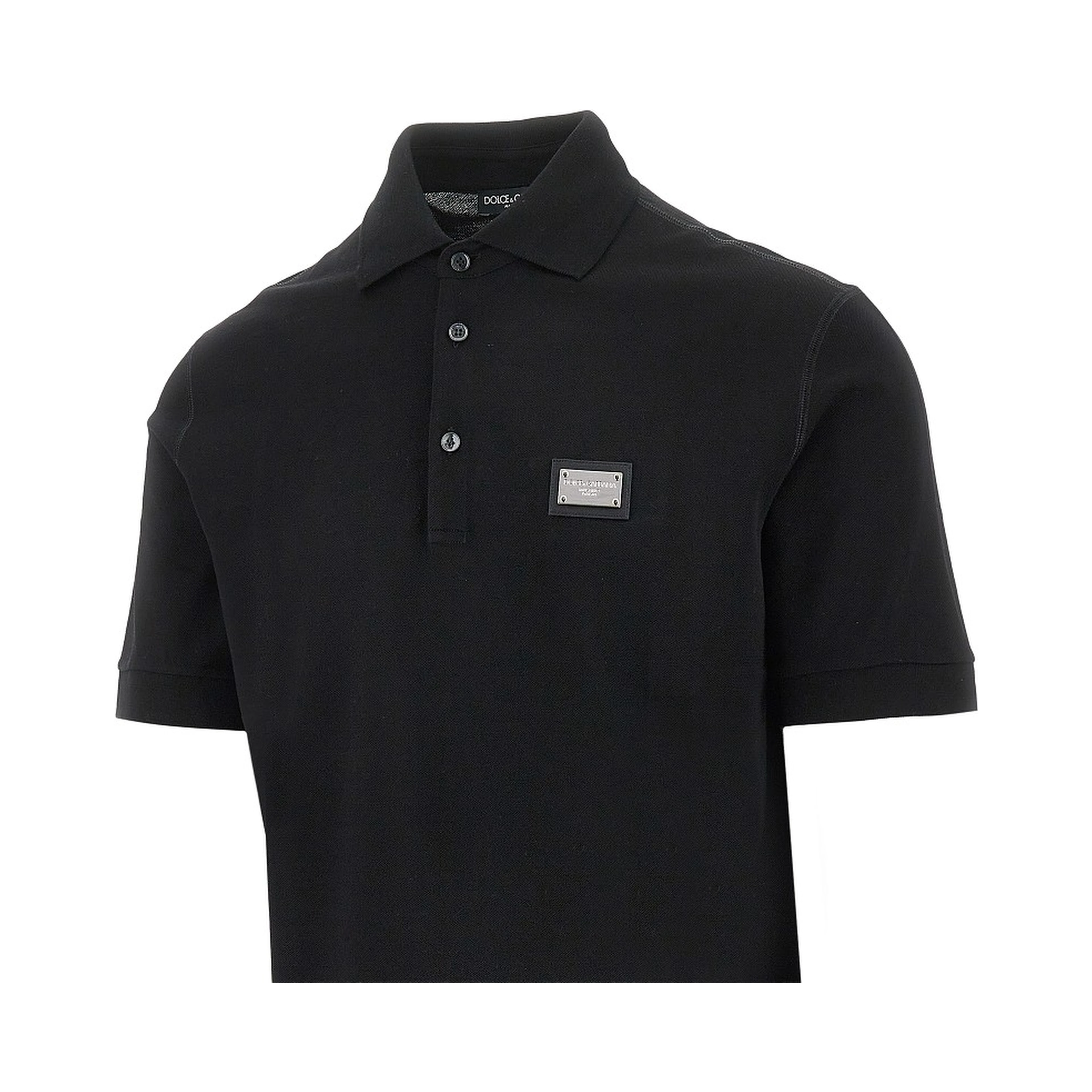 Piquet polo shirt with logo plate