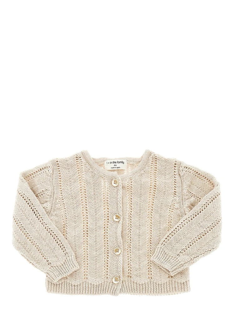 Openworked cotton and linen cardigan