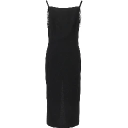 Midi dress with jewelled shoulders