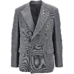 Gabardine double-breasted tailored jacket