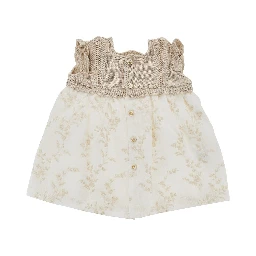 Embroidered cotton and knit baby dress