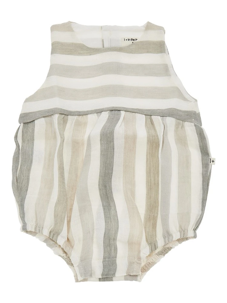 Striped linen rompers