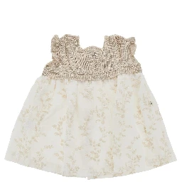 Embroidered cotton and knit baby dress