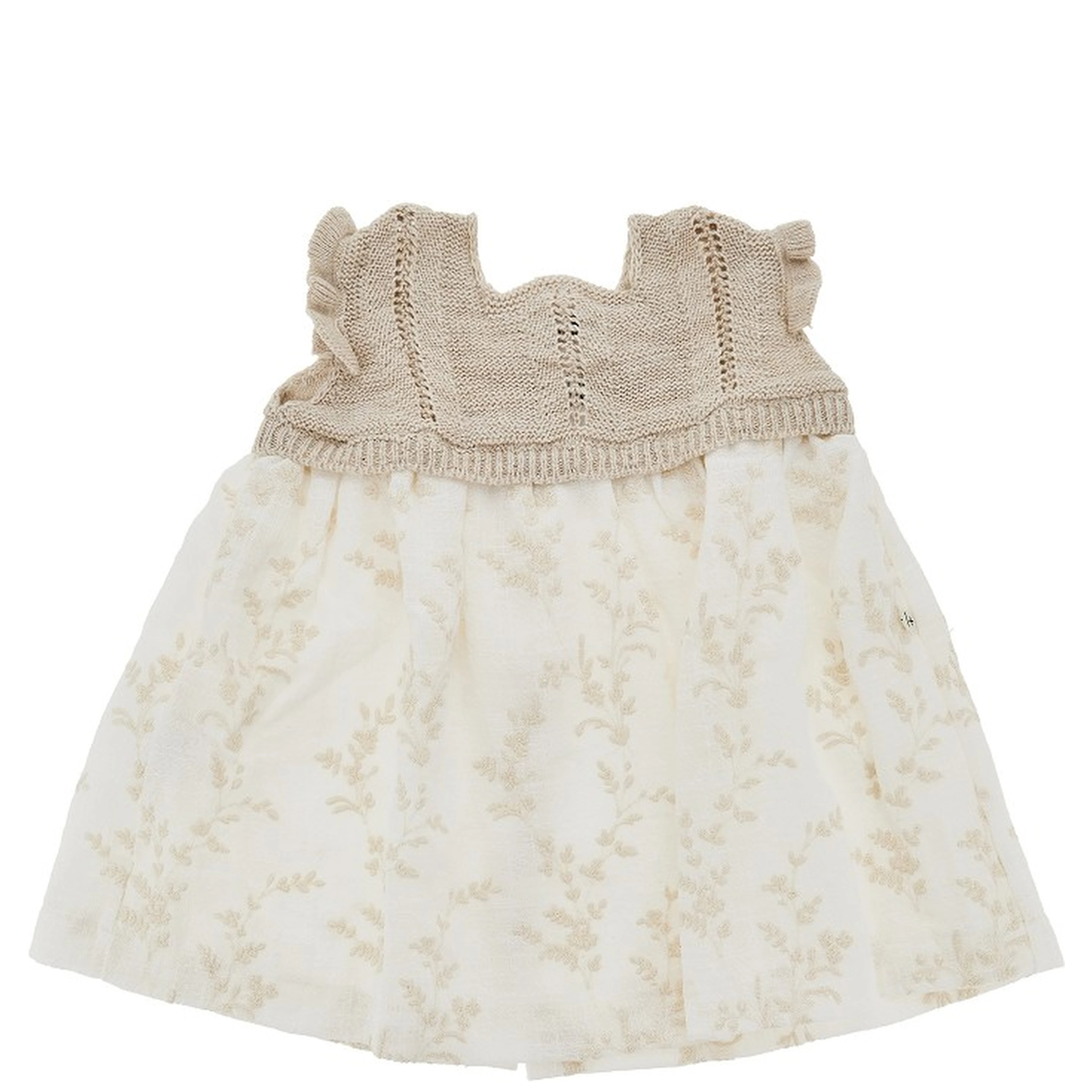 Embroidered cotton and knit baby dress