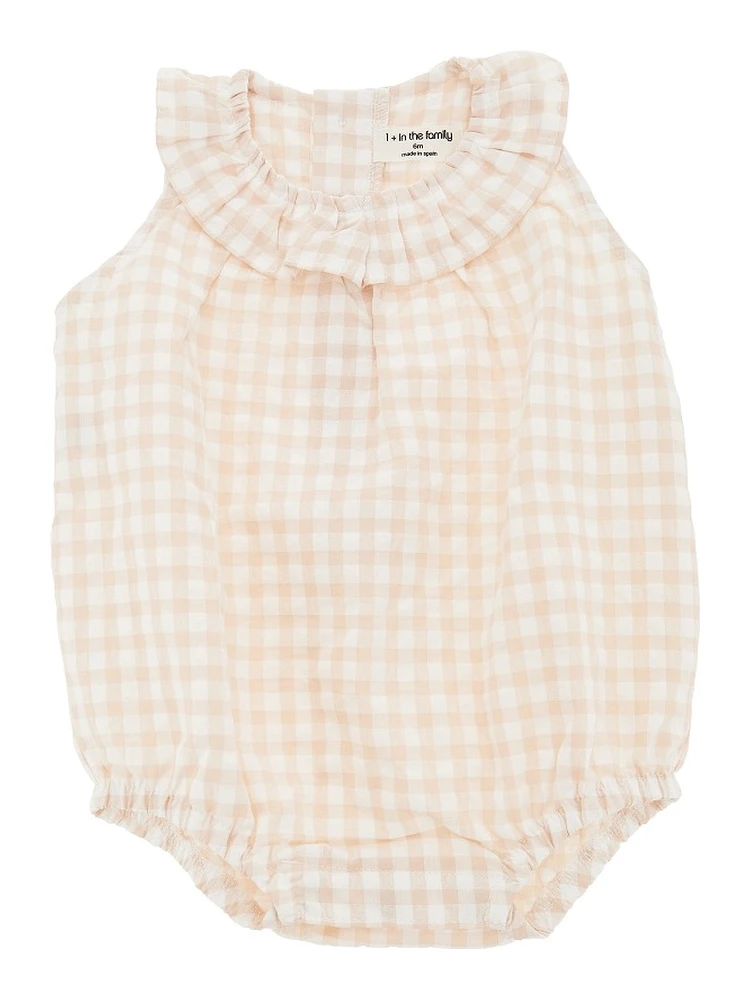 Check seersucker rompers