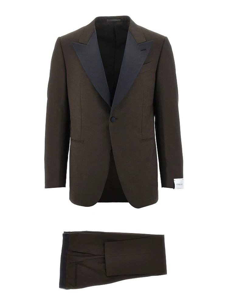 Wool suit with satin details