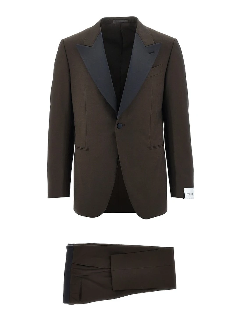 Wool suit with satin details
