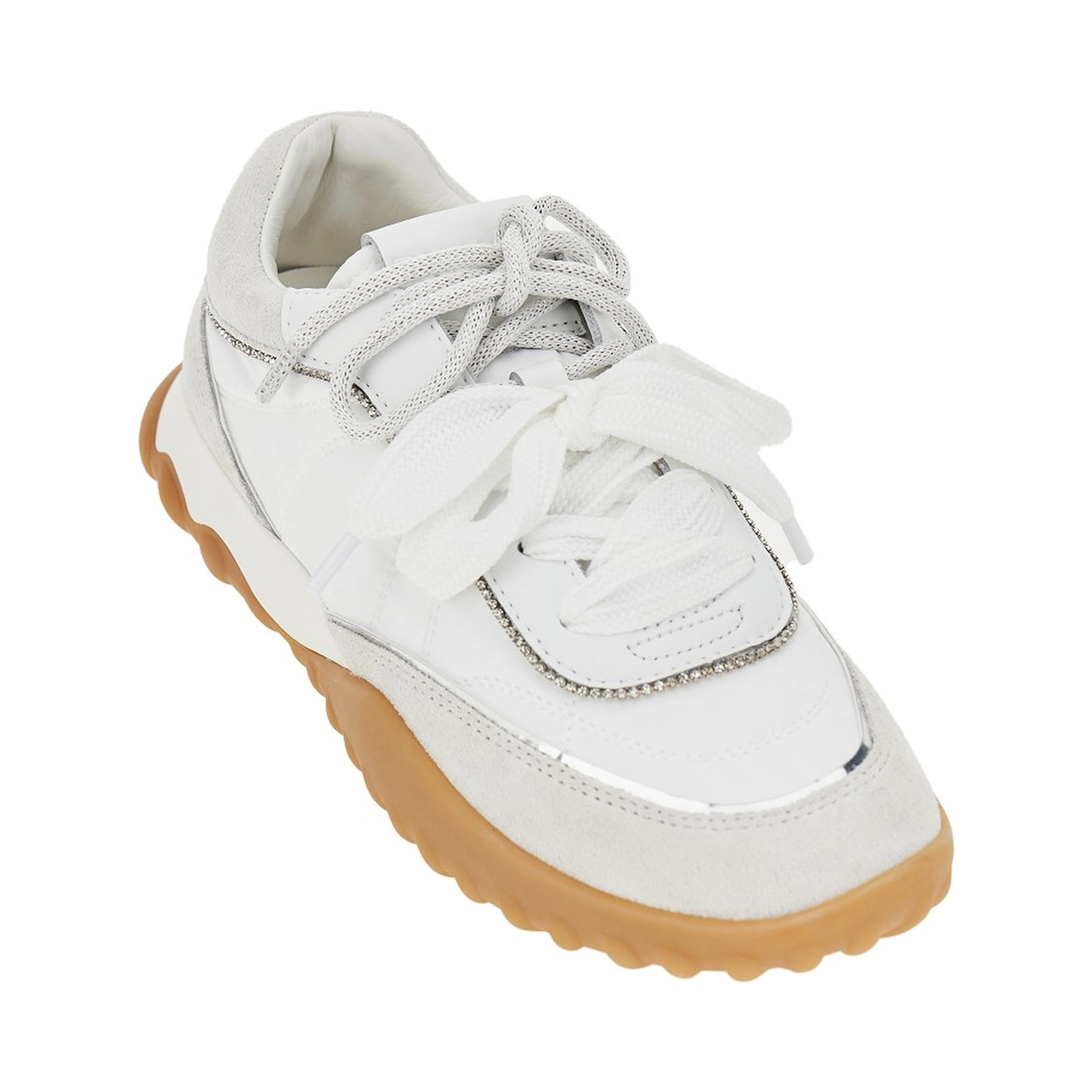 Suede leather and nylon sneakers