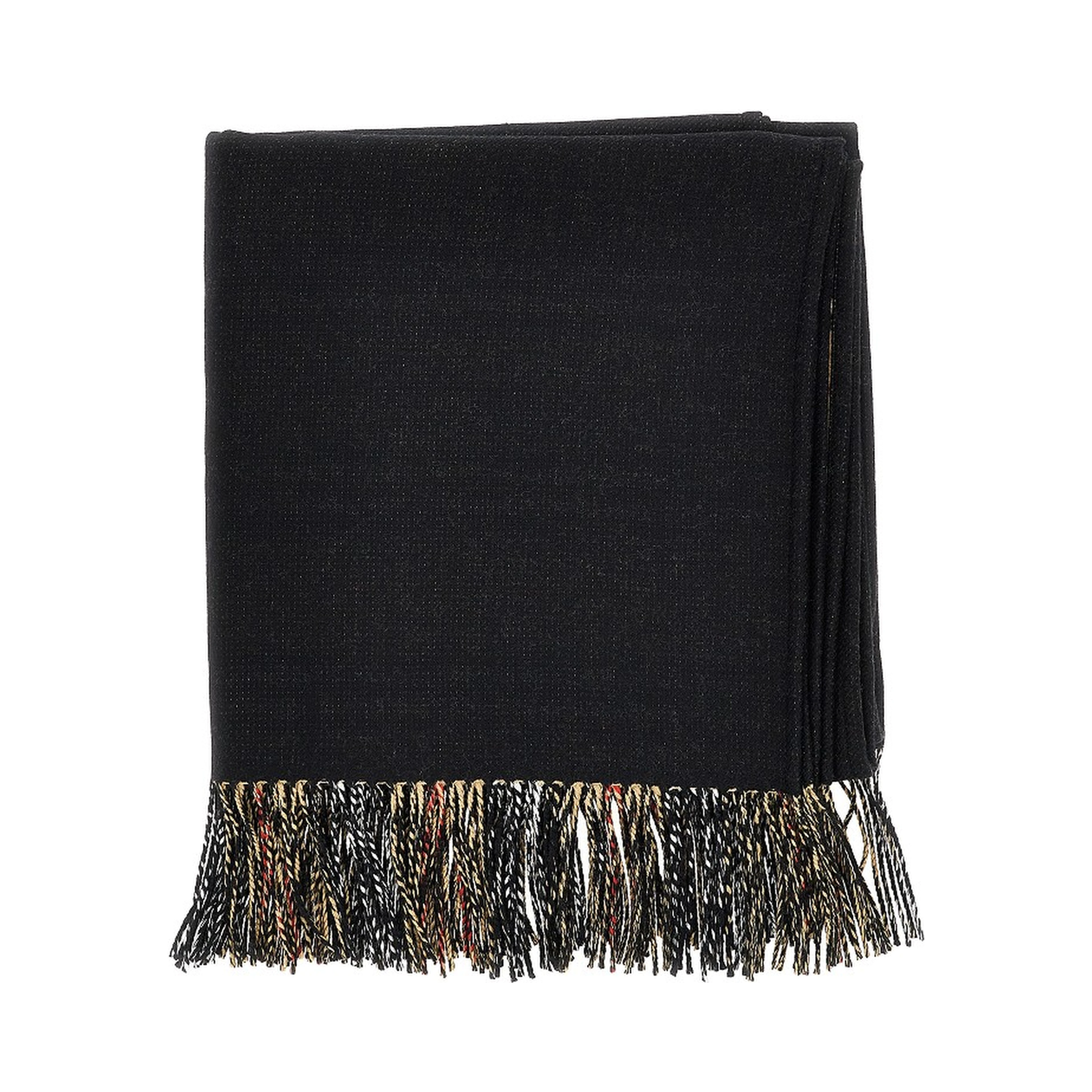 Check wool reversible cape