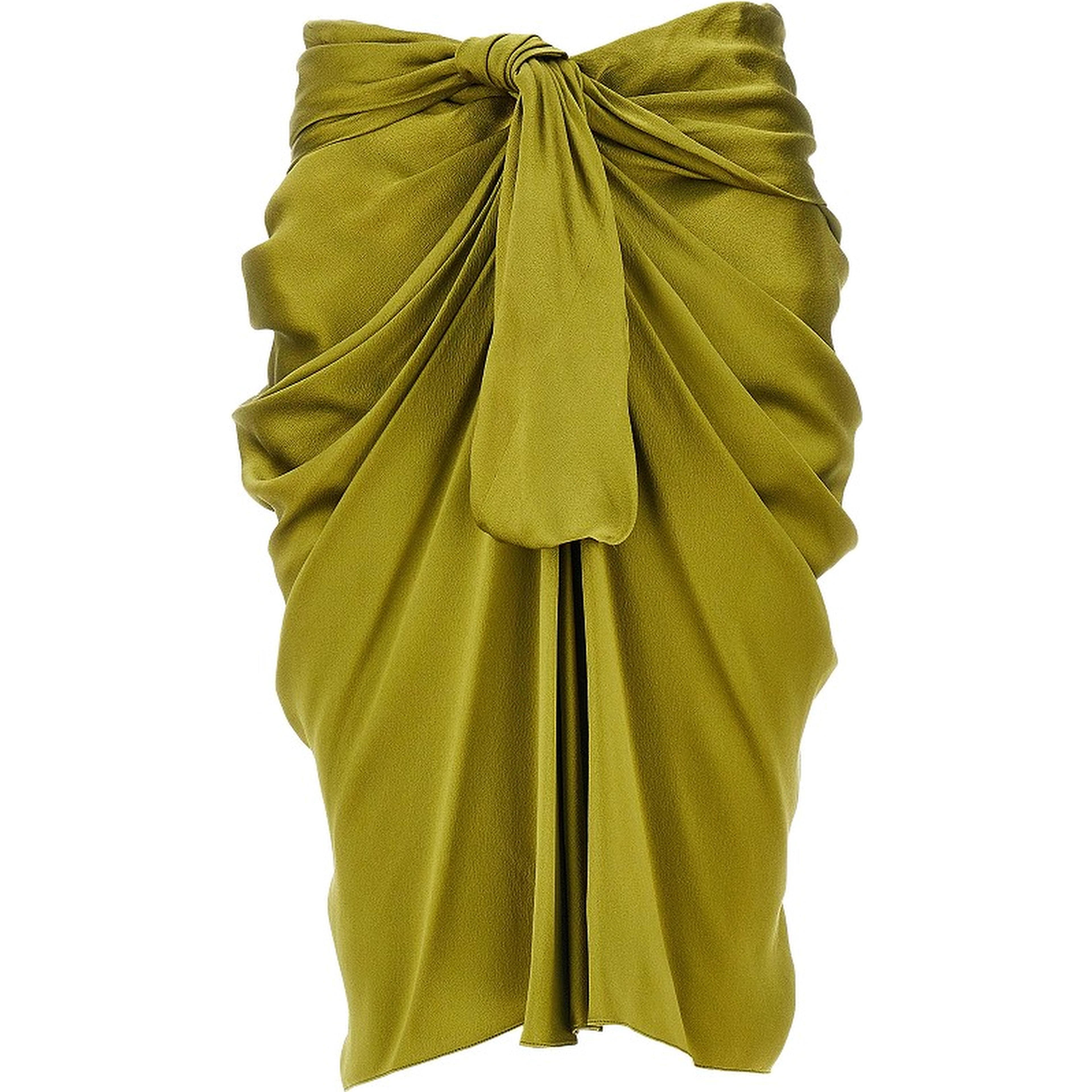 Draped silk midi skirt