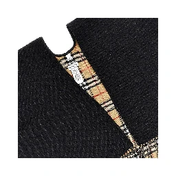Check wool reversible cape