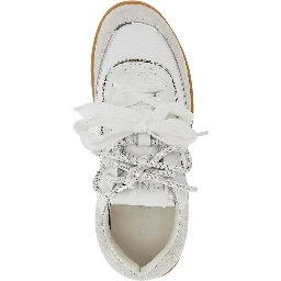 Suede leather and nylon sneakers