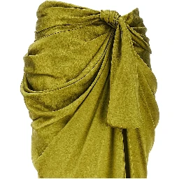 Draped silk midi skirt