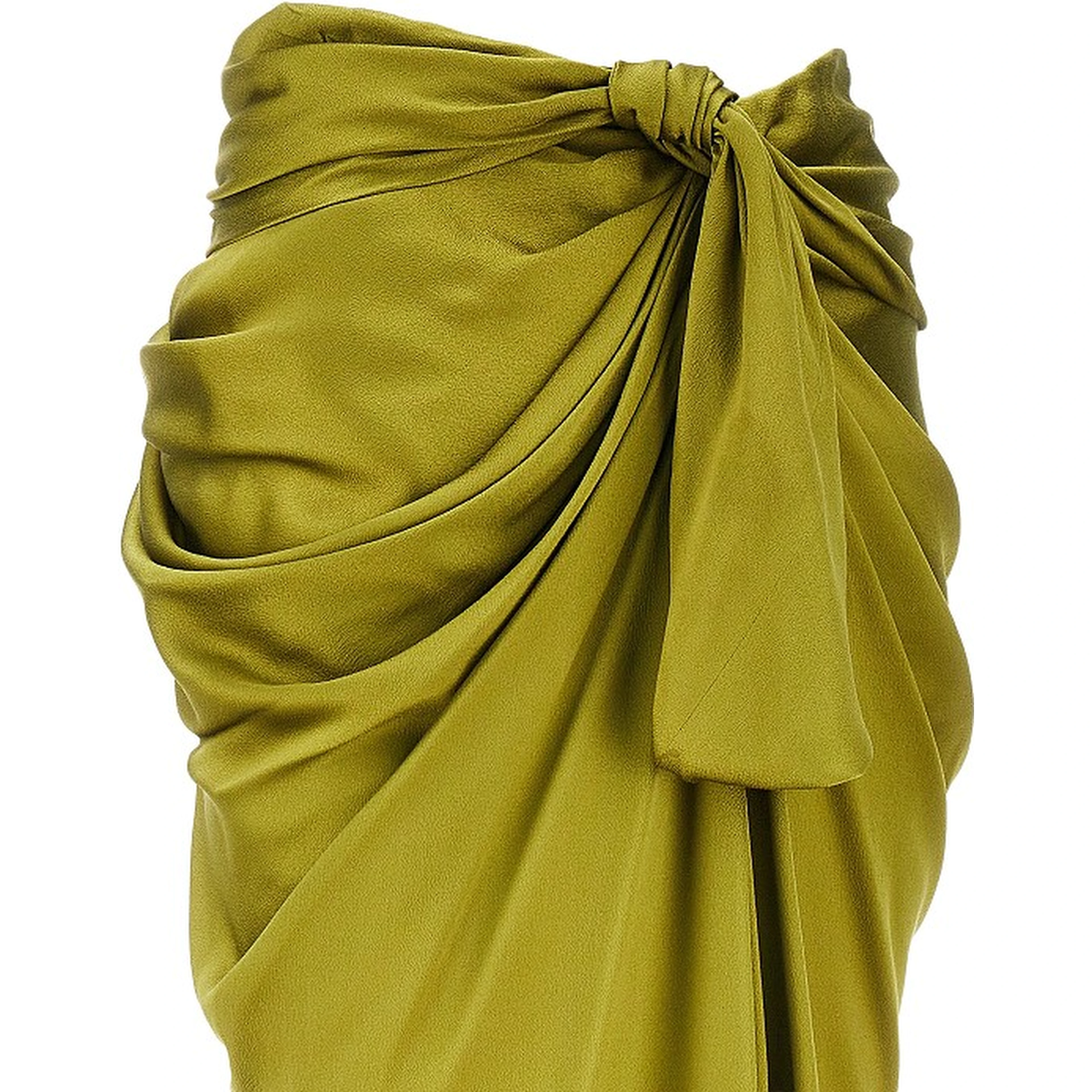 Draped silk midi skirt