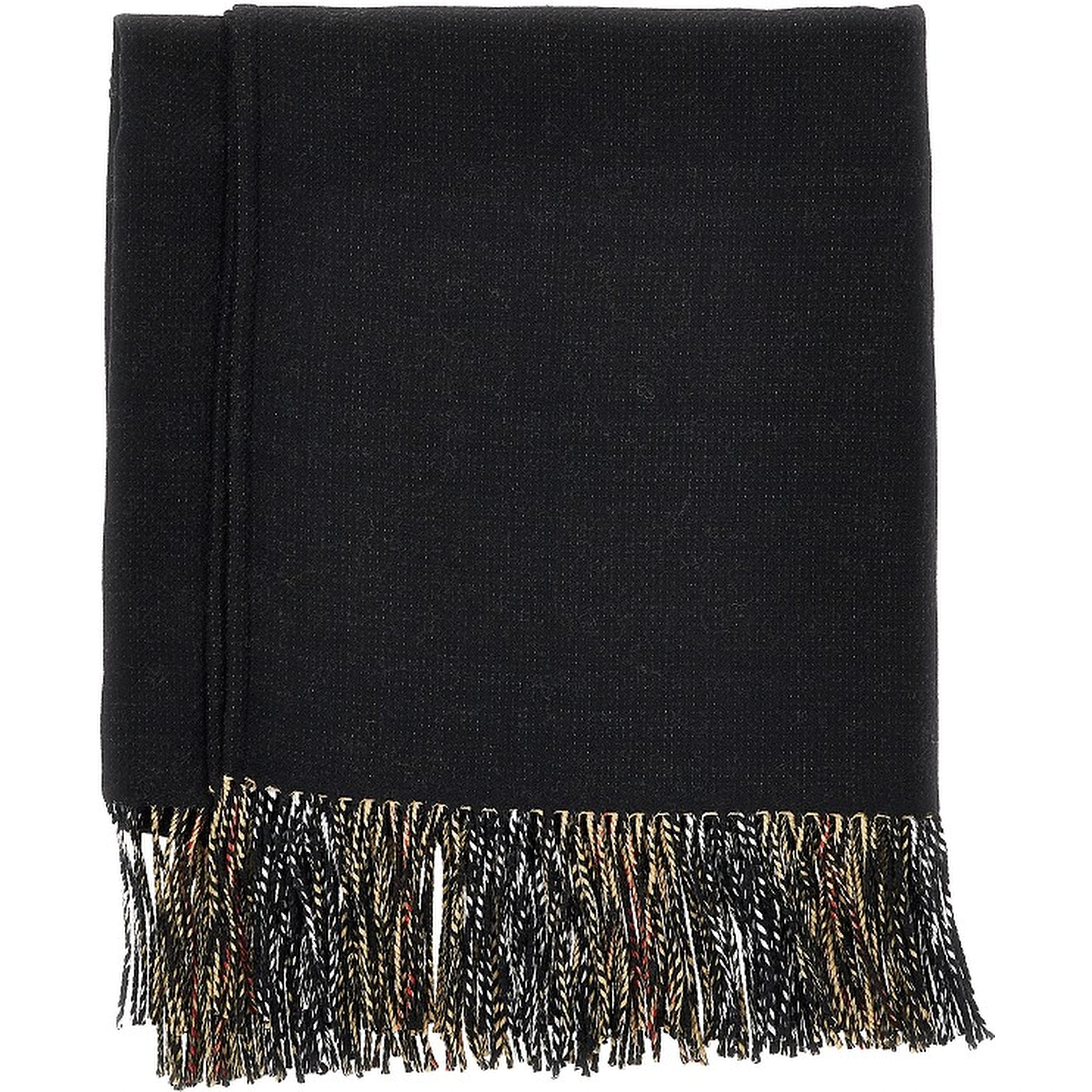 Check wool reversible cape