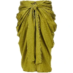 Draped silk midi skirt