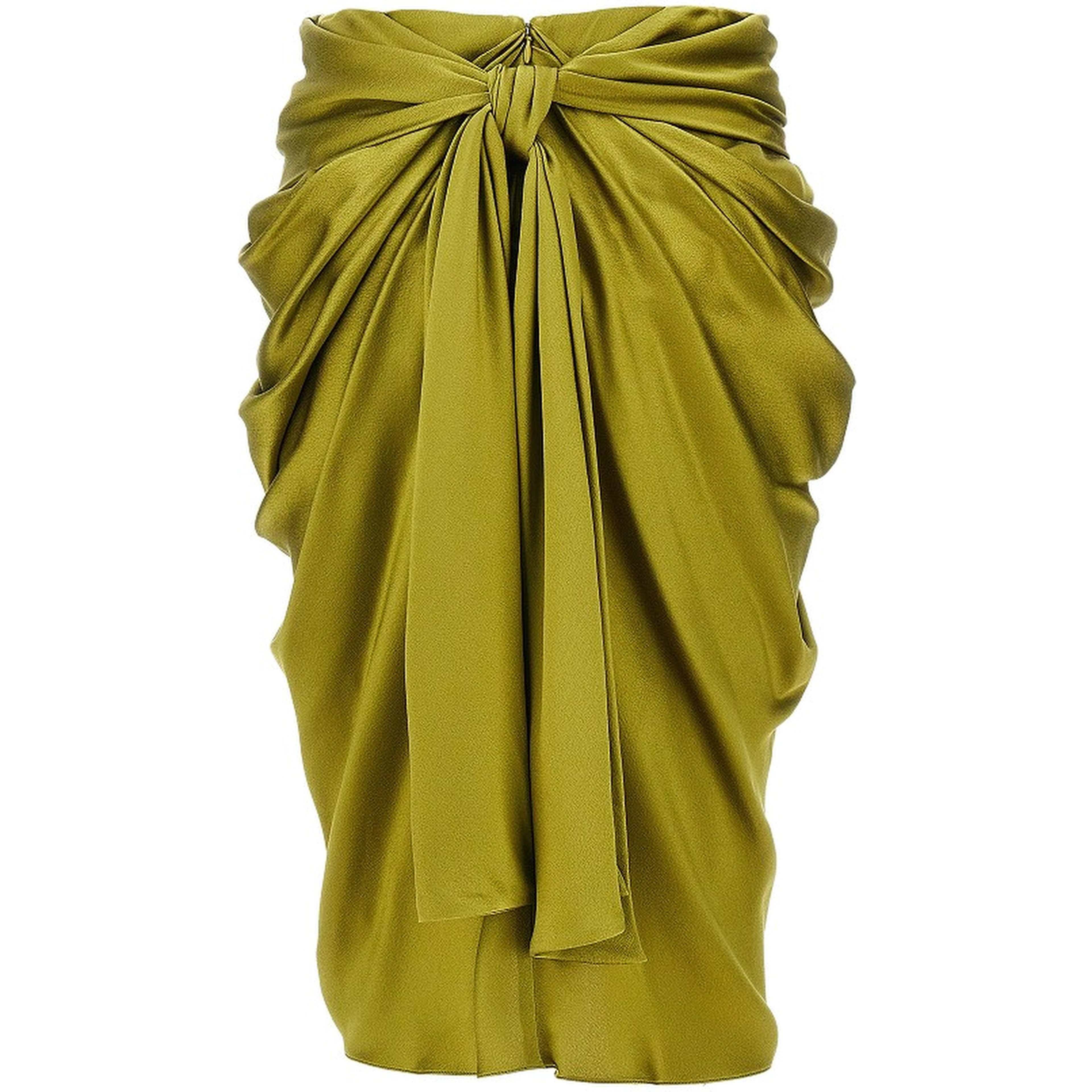 Draped silk midi skirt