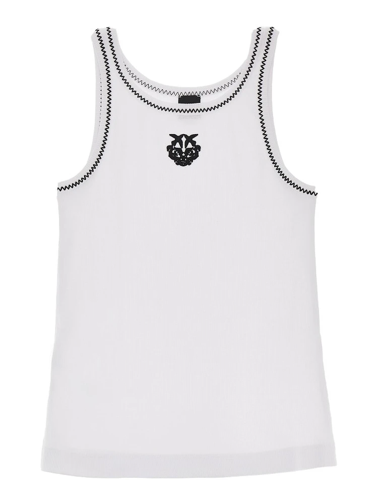 Love Birds embroidery ribbed tank top
