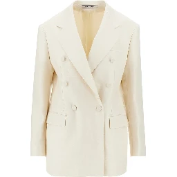 Double-breasted linen twill jacket