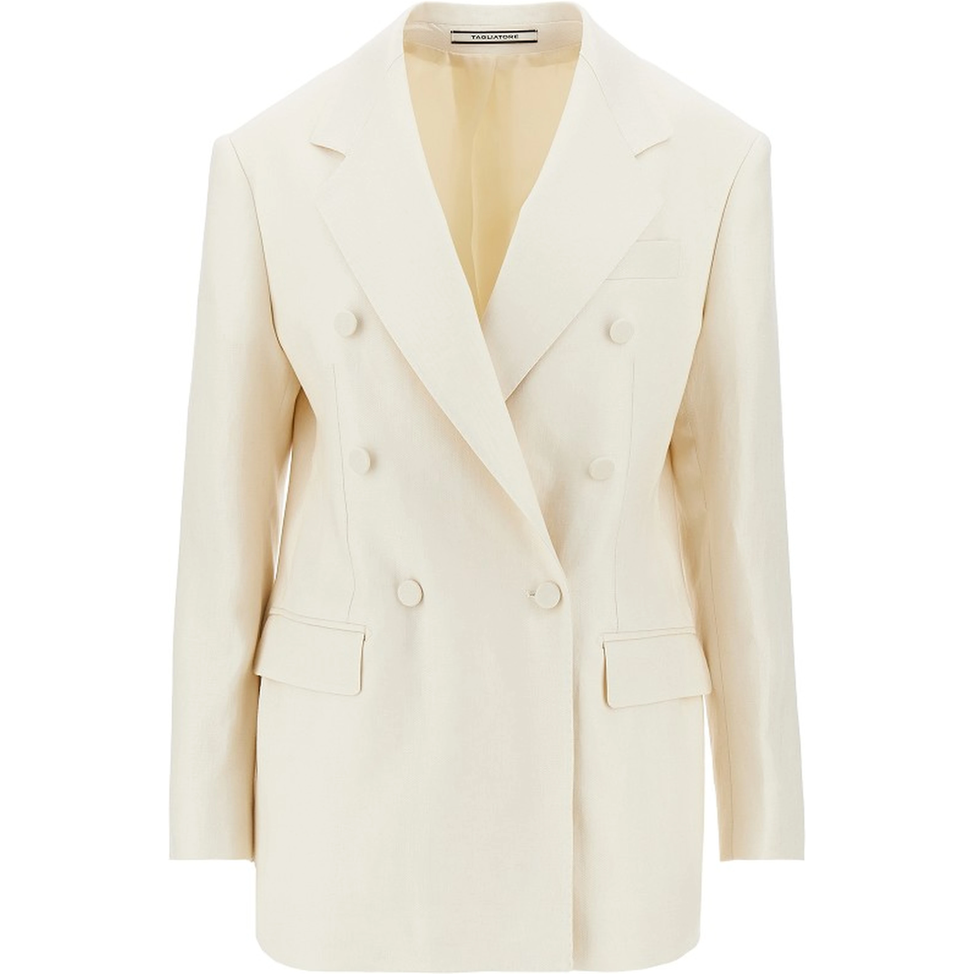 Double-breasted linen twill jacket