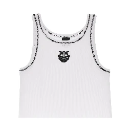 Love Birds embroidery ribbed tank top