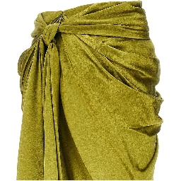 Draped silk midi skirt