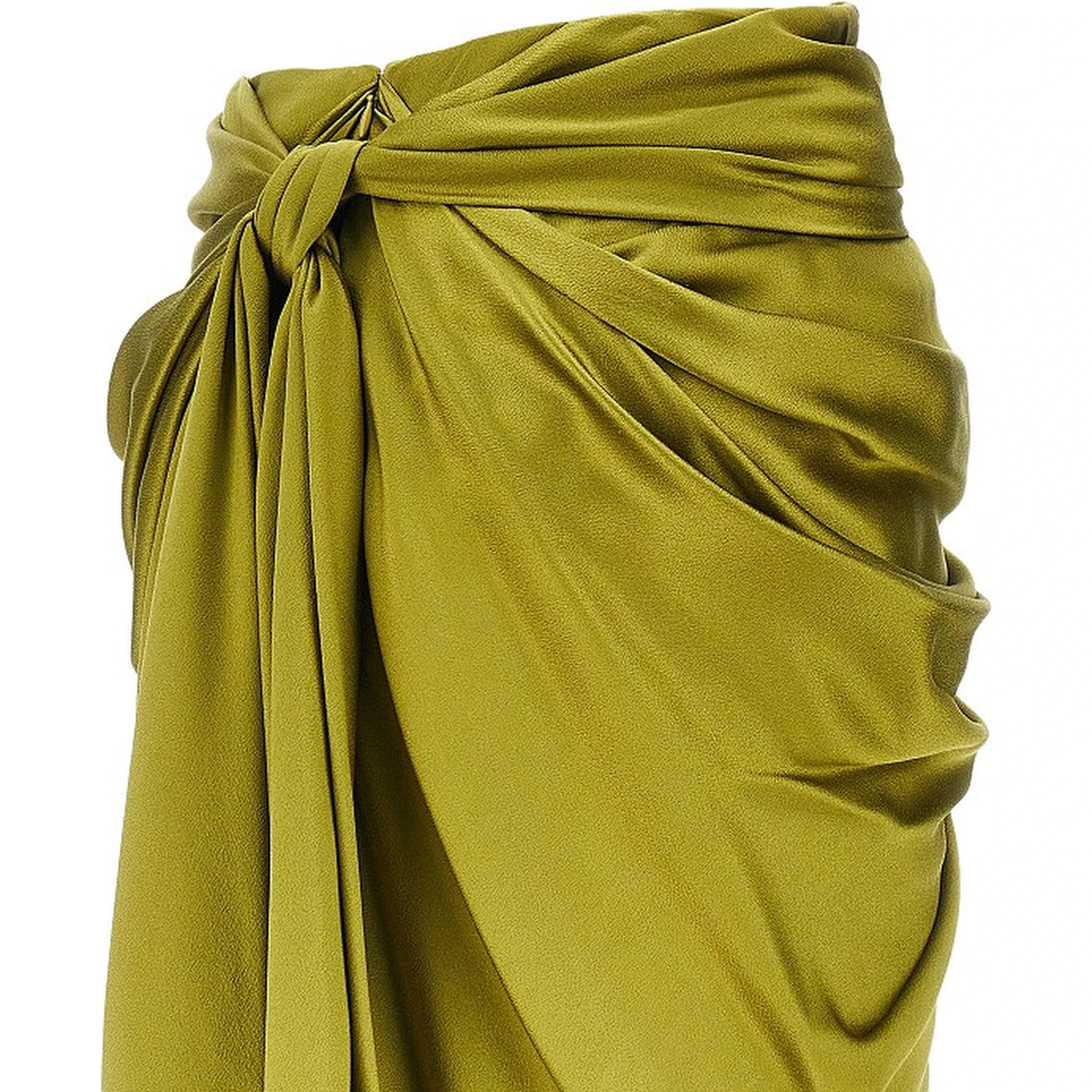Draped silk midi skirt