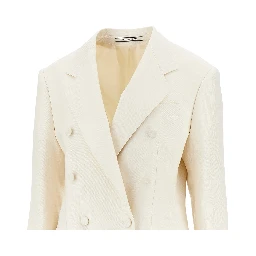 Double-breasted linen twill jacket