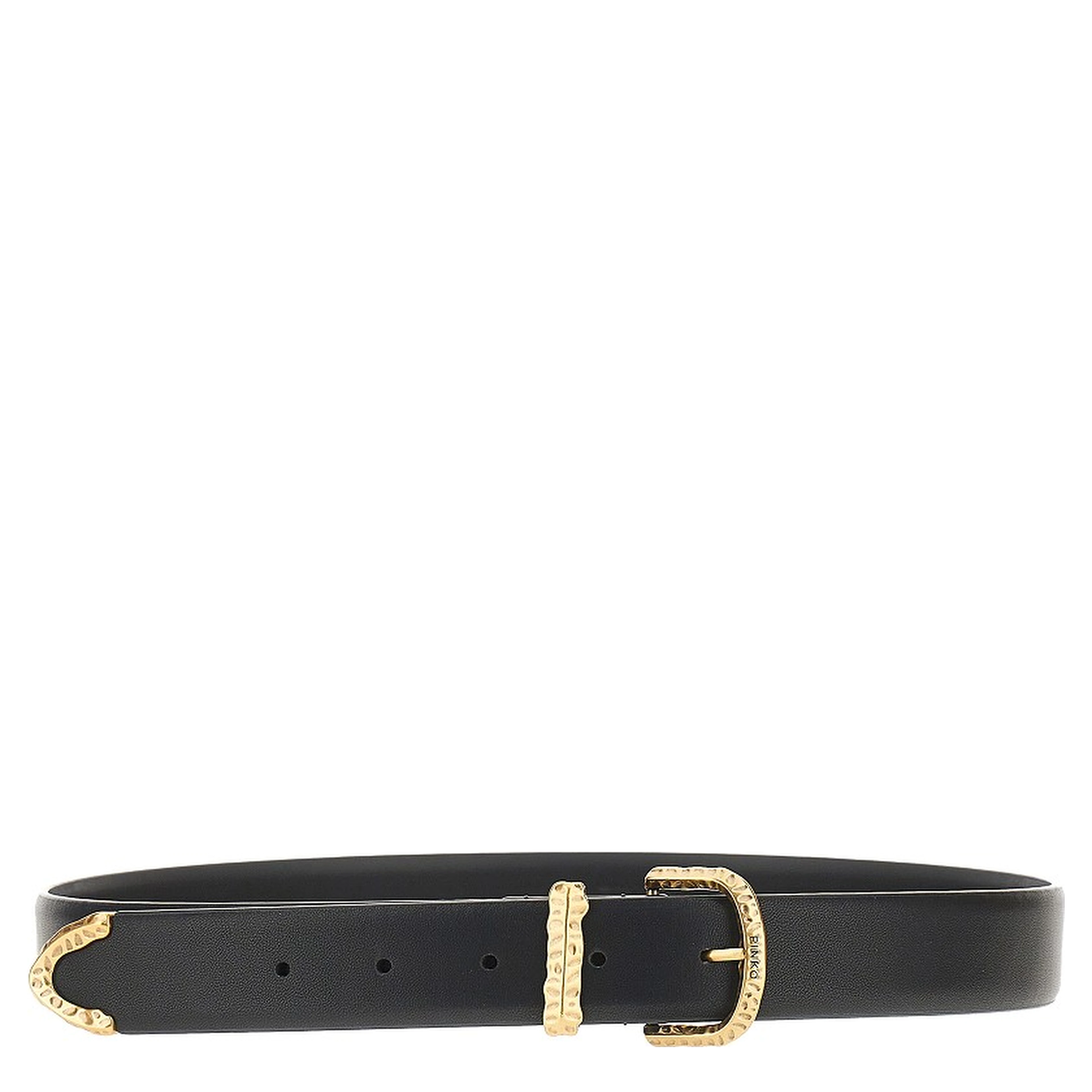 Hammered buckle leather belt