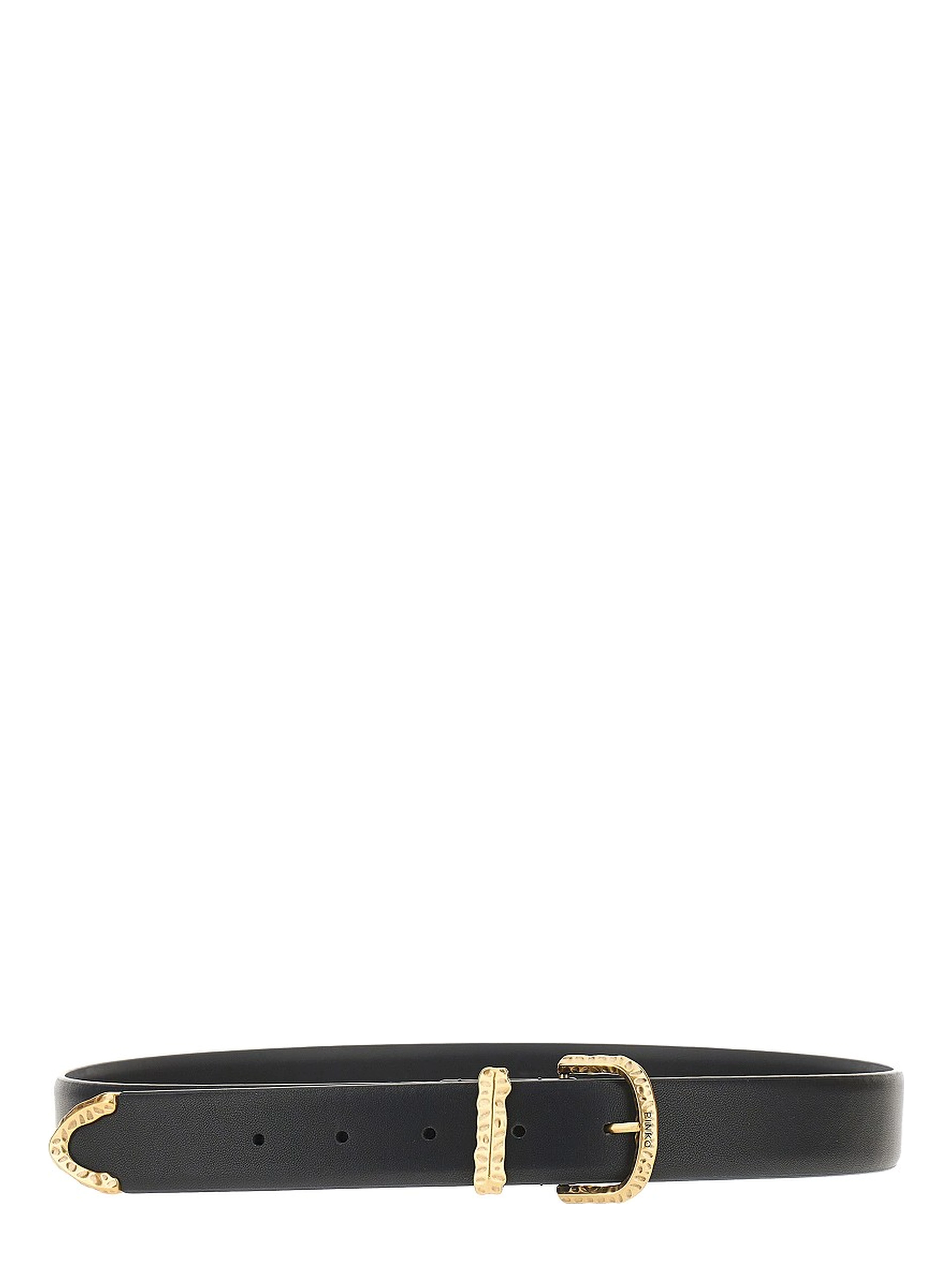 Hammered buckle leather belt