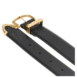 Hammered buckle leather belt