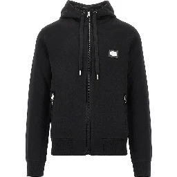 Full-zip hoodie with logo plate