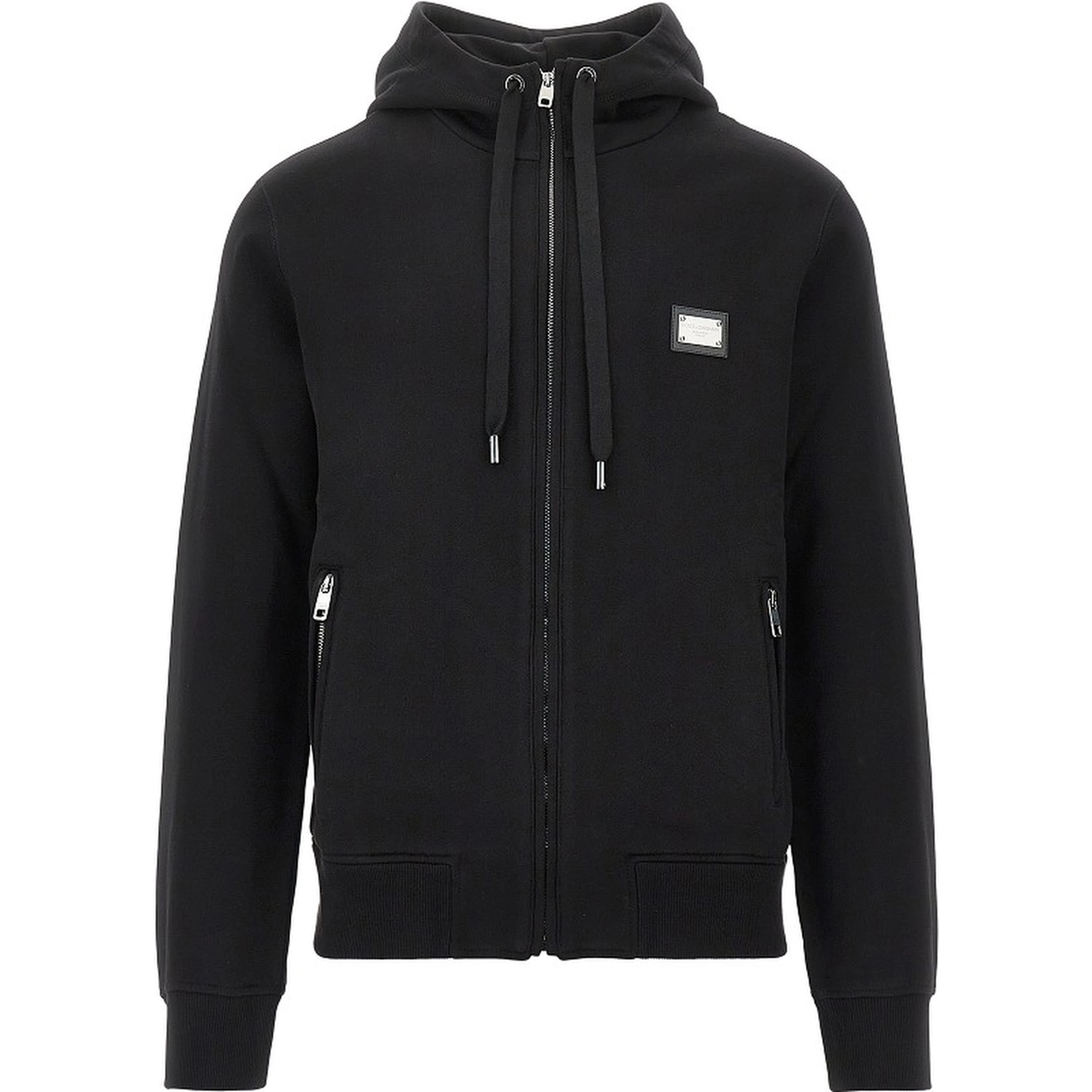 Full-zip hoodie with logo plate