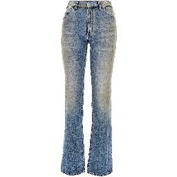 Used-effect straight leg jeans