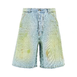 Stained-effect denim shorts