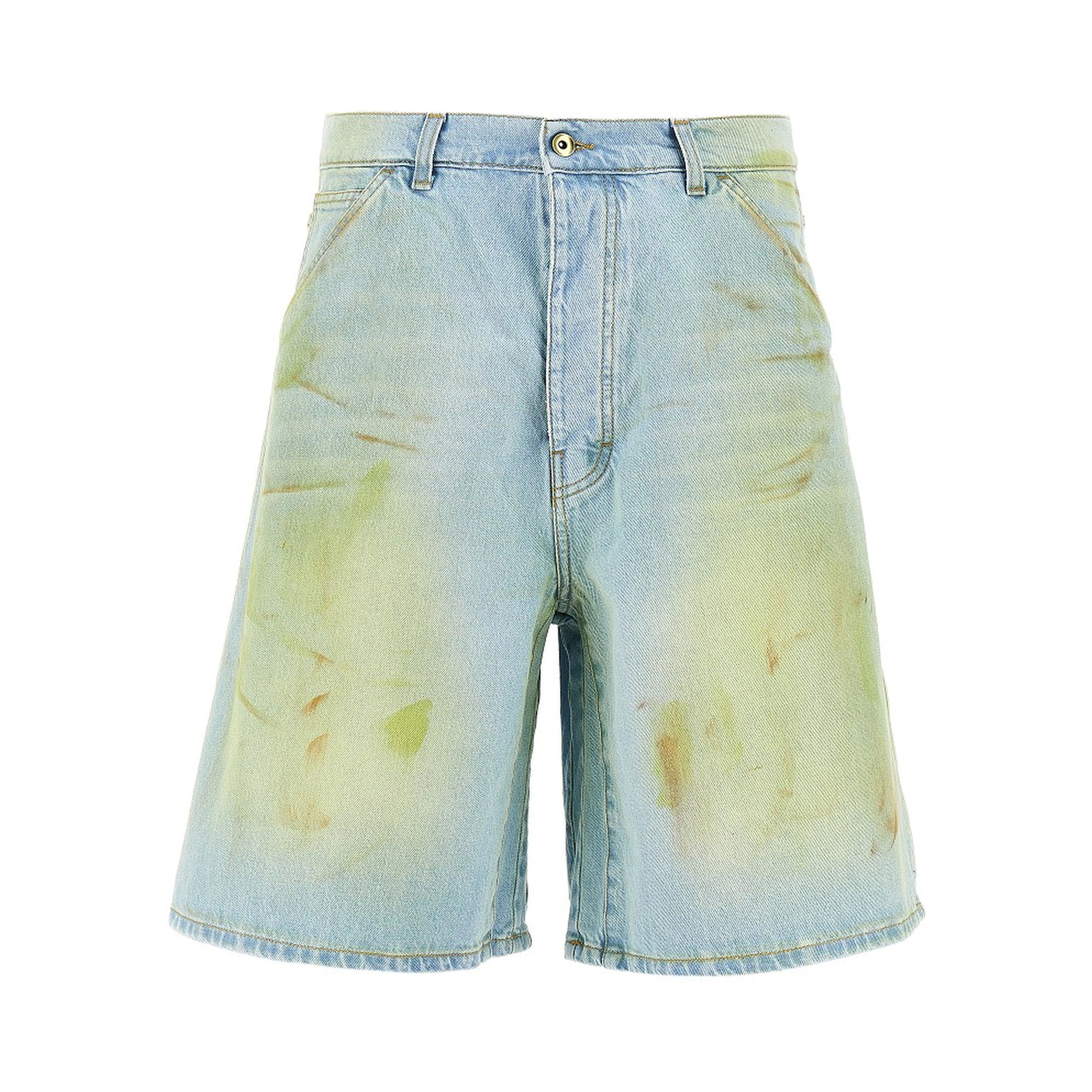 Stained-effect denim shorts