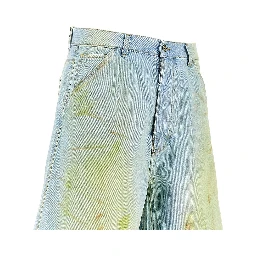 Stained-effect denim shorts