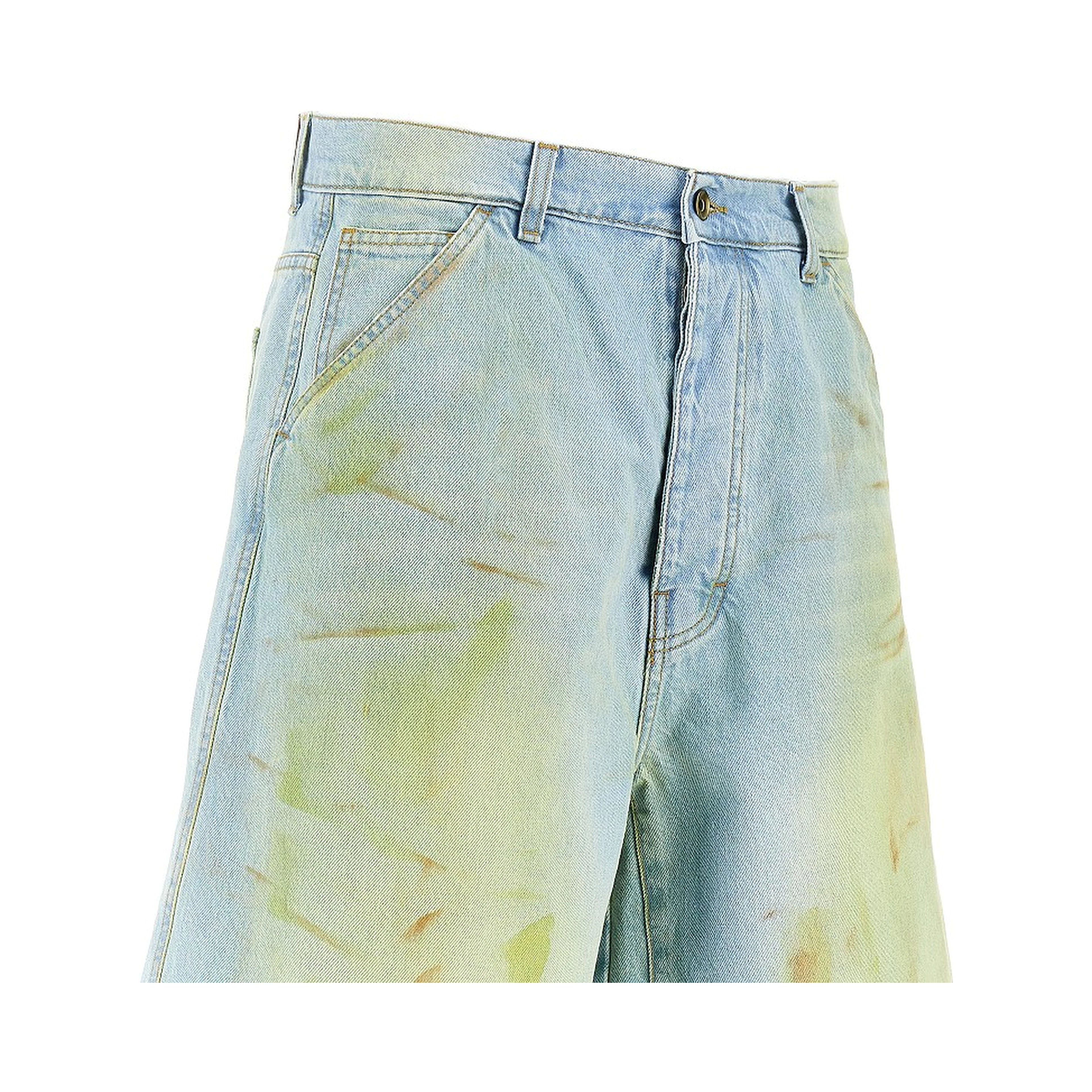 Stained-effect denim shorts